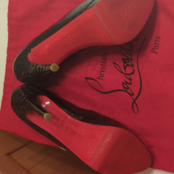 Black snake skin peek toe size 10 Red Bottom - Picture 17 of 17